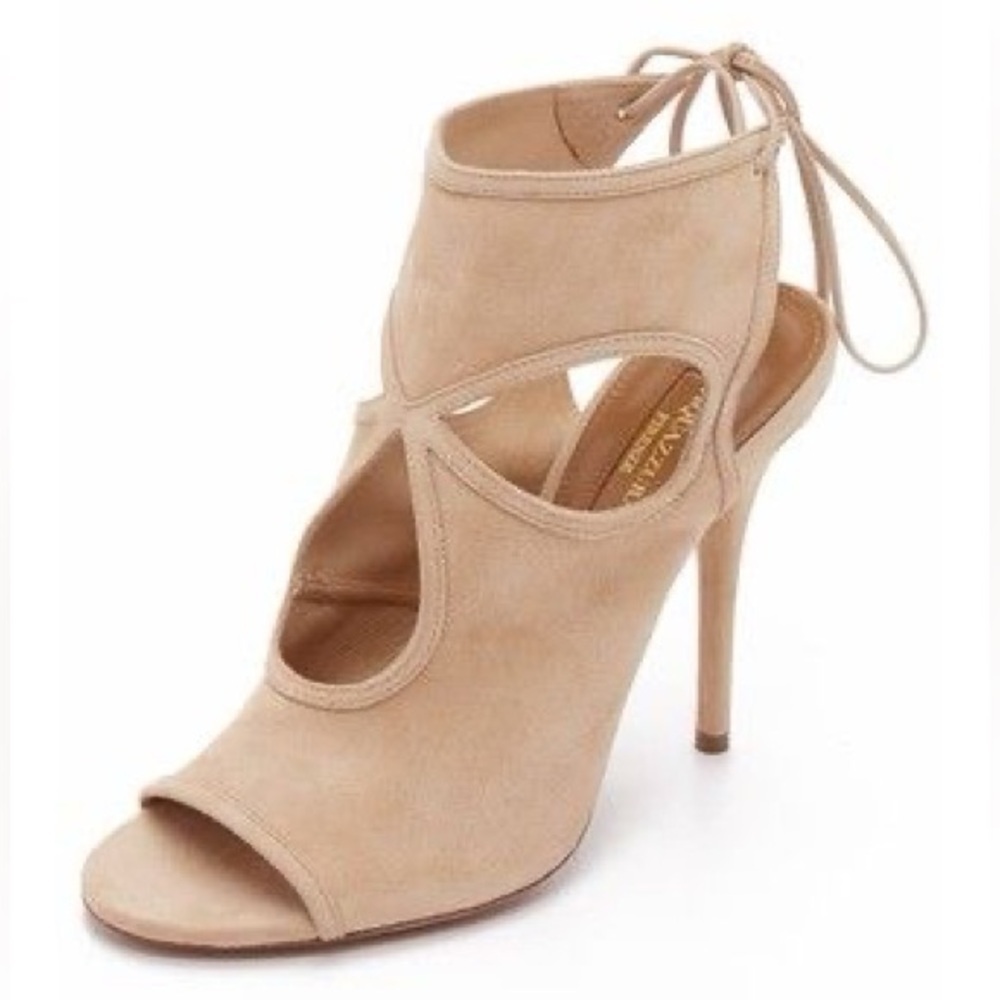 Aquazzura Sexy Thing Nude Suede High Heels Sandals Sz.38.5